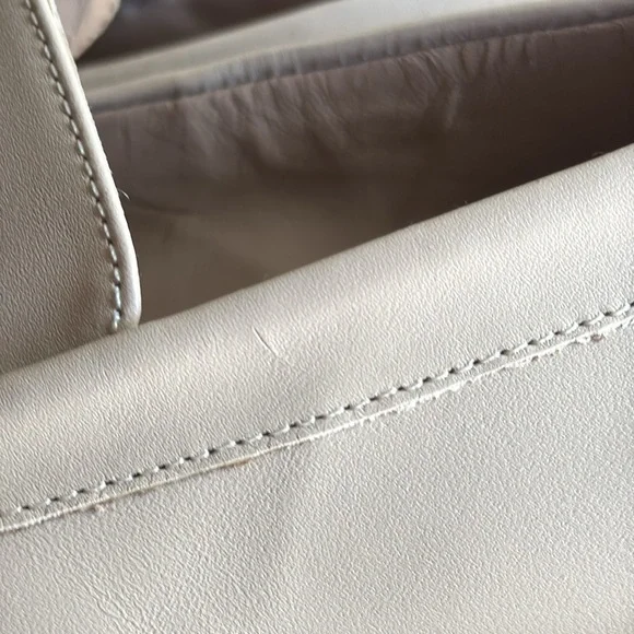 ZARA Beige Leather Gold Buckle Lug Sole Loafers Women - Picture 6 of 10